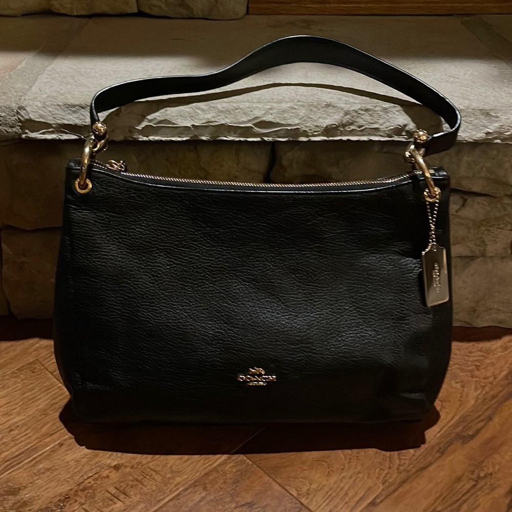 Black coach leather shoulder purse